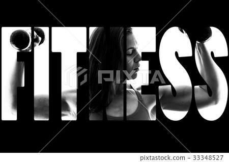 Strong muscular woman working out with weights 33348527
