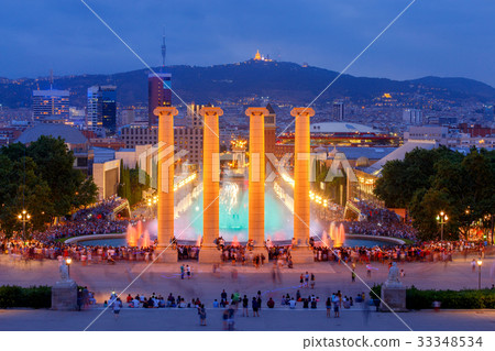 Magic Fountain in Barcelona. 33348534