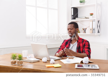 Black businessman in casual office, work with Black businessman in casual office, work with 33349731