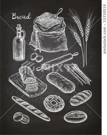 Chalk sketch of breads. - Stock Illustration [33350019] - PIXTA