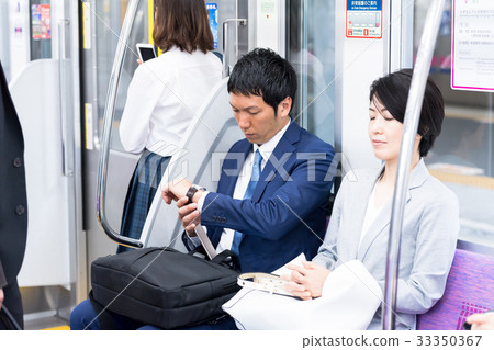Business man, train, inside the car, sales photography cooperation Business man, train, inside the car, sales photography cooperation 33350367