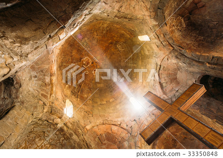 Mtskheta Georgia. Bottom View Of Big Wooden Cross 33350848