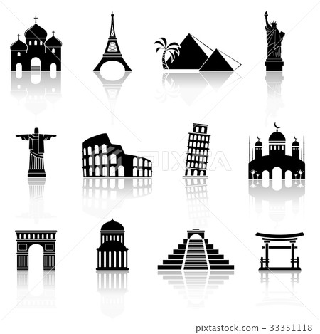 World famous buildings abstract silhouettes 33351118