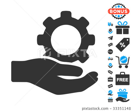 Engineering Service Gear Hand Icon with Free Bonus 33351148
