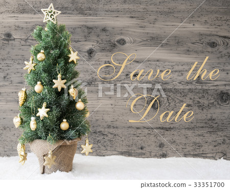 Golden Decorated Christmas Tree, Save The Date 33351700