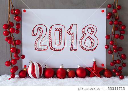 Label, Snow, Christmas Balls, Text 2018 Label, Snow, Christmas Balls, Text 2018 33351713