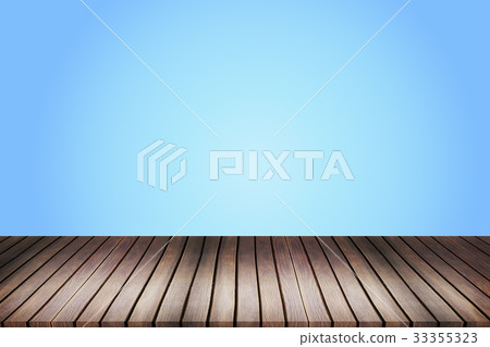 Wood table top on light blue gradient Wood table top on light blue gradient 33355323