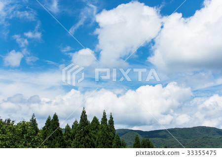 Blue sky, clouds and mountains 33355475