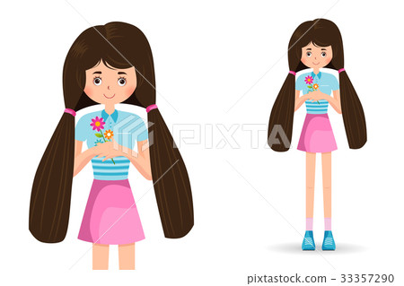cute little girl holding a flower 33357290