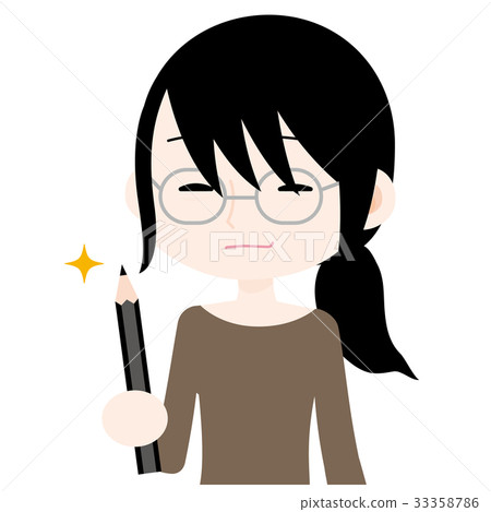 Nerd girl with pencil 33358786