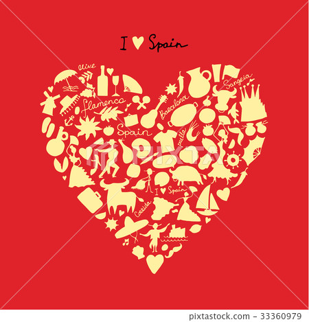 Spain love, art heart shape. Sketch for your 33360979