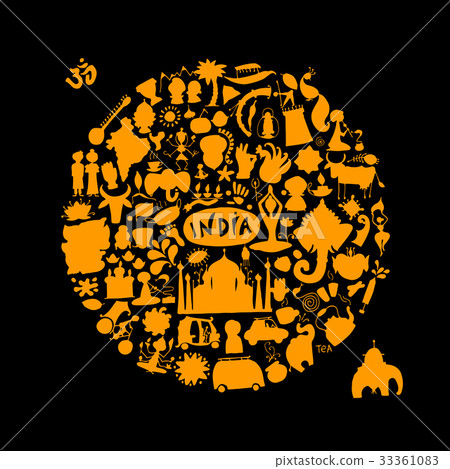 India, icons collection. Sketch for your design India, icons collection. Sketch for your design 33361083