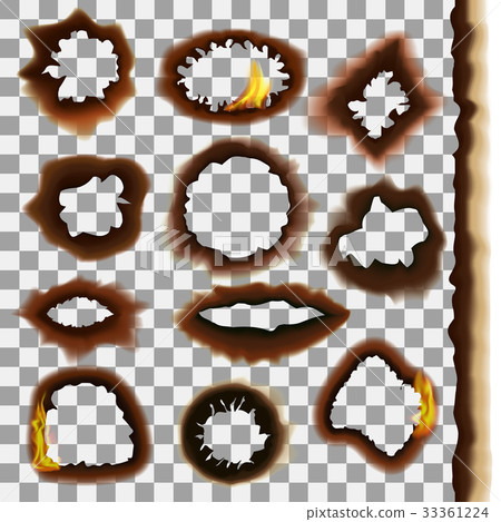Burned Paper on a Transparent Background Set 33361224