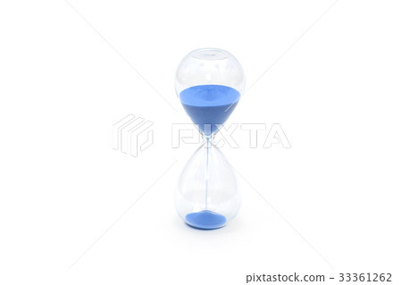 Isolated blue sand watch on white background 33361262