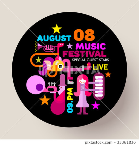 Music Festival round template design 33361830