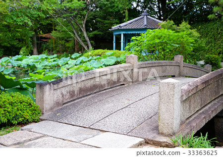 大阪四天王寺的日本庭园 图库照片