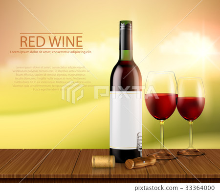 Realistic vector illustration, poster with glass 33364000