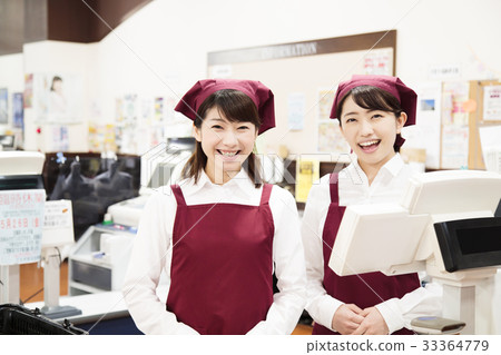 超市超市收銀員職員一名女子 33364779