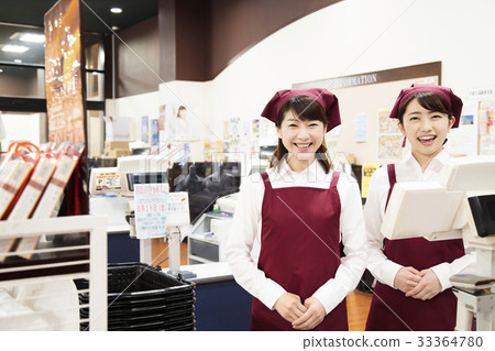 超市超市收銀員職員一名女子 33364780