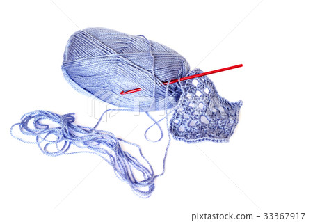 Light blue skein of acrylic thread isolated Light blue skein of acrylic thread isolated 33367917