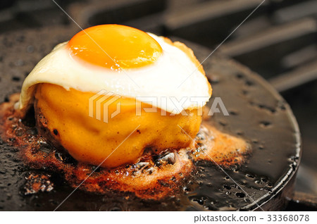Cheese hamburger with fried egg 33368078