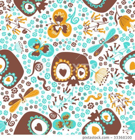 Cute seamless pattern with silhouettes of cartoon Cute seamless pattern with silhouettes of cartoon 33368100
