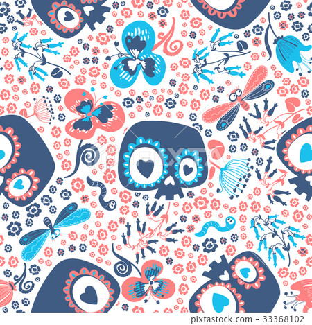 Mexican Day of the Dead festive seamless pattern Mexican Day of the Dead festive seamless pattern 33368102