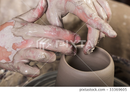 pottery, workshop, ceramics art concept - male pottery, workshop, ceramics art concept - male 33369605