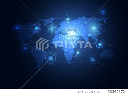 Abstract connection technologies with world map 33369672