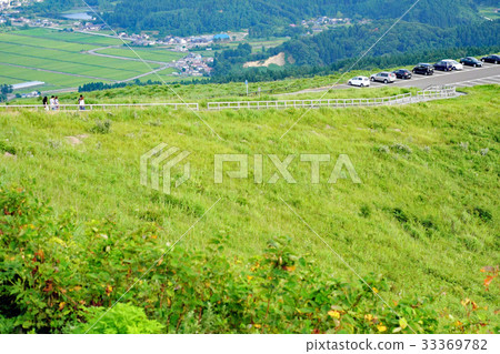 從Kanfuyama山的風景夏天的雲和秋田的日本海 33369782