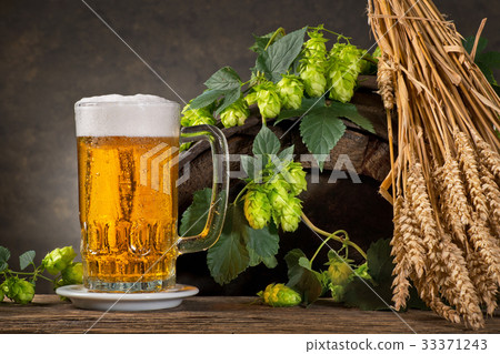 Still life with Hops, Beer and Barley. Still life with Hops, Beer and Barley. 33371243