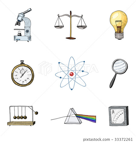 Atom and prism with perpetual motion, compass and Atom and prism with perpetual motion, compass and 33372261