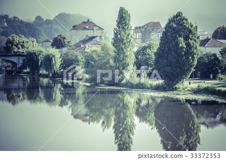 Landscape with the river Vezere in France Landscape with the river Vezere in France 33372353