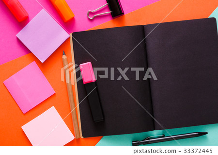 Modern creative work space with stylish black Modern creative work space with stylish black 33372445