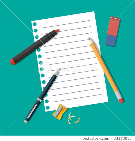 Black pencil, sharpener and eraser. 33373093