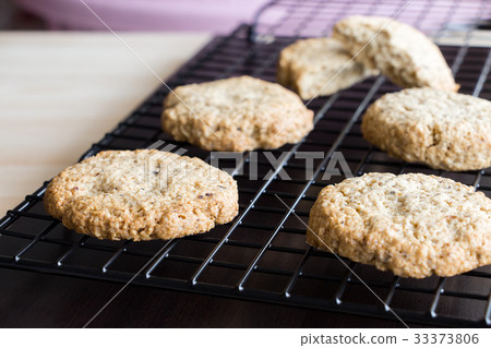 Gluten free homemade oatmeal cookies  cooling rack 33373806