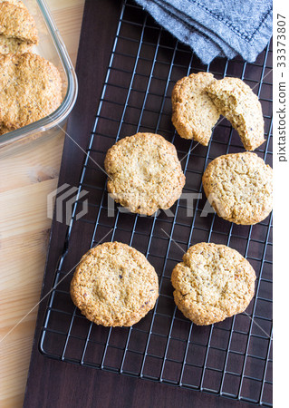Gluten free oatmeal cookies and napkin Gluten free oatmeal cookies and napkin 33373807
