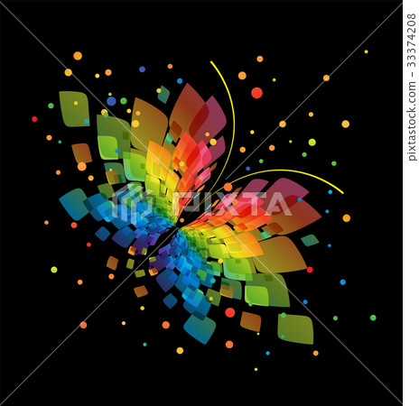 Splash butterfly on black background 33374208