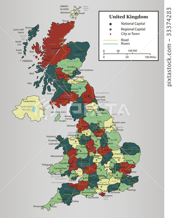 United Kingdom map with selectable territories 33374283