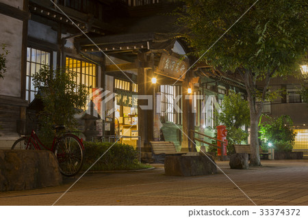 別府竹川溫泉夜景 照片素材 圖片 圖庫