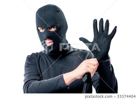 Portrait of a robber in a mask  33374404