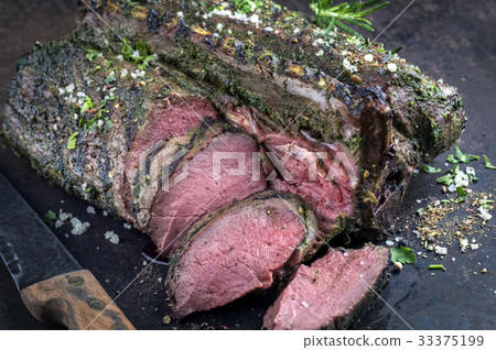 Saddle of Venison on old Metal Sheet 33375199
