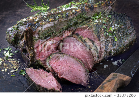 Saddle of Venison on old Metal Sheet 33375200