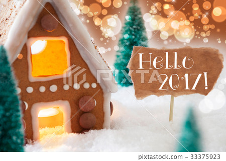 Gingerbread House, Bronze Background,Hello 2017 Gingerbread House, Bronze Background,Hello 2017 33375923