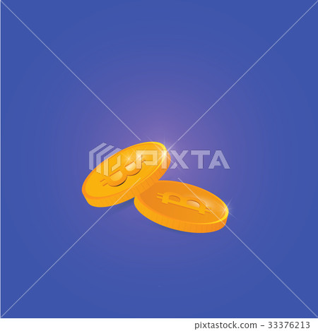 Two vector gold coins with bitcoin signs. Two vector gold coins with bitcoin signs. 33376213