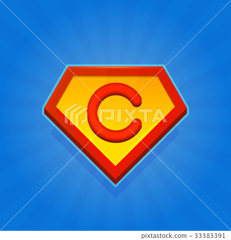 Superhero Logo Icon with Letter C on Blue - Stock Illustration ...