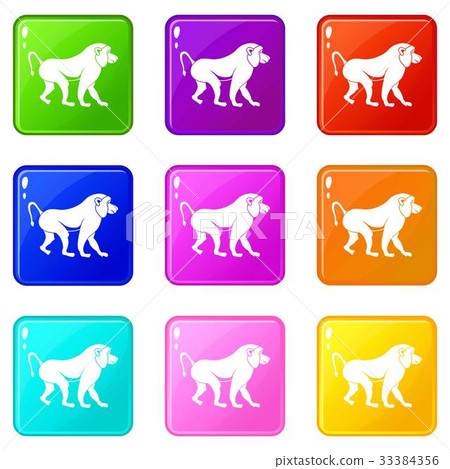 Japanese macaque icons 9 set Japanese macaque icons 9 set 33384356
