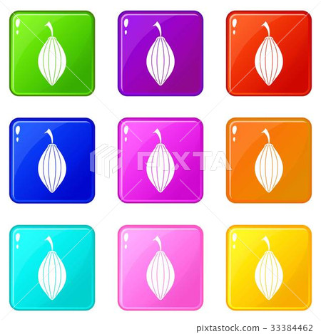 Black cardamom pod icons 9 set Black cardamom pod icons 9 set 33384462