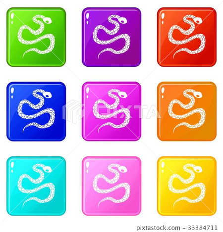 Python snake icons 9 set 33384711