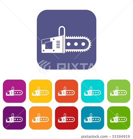 Chainsaw icons set flat 33384919